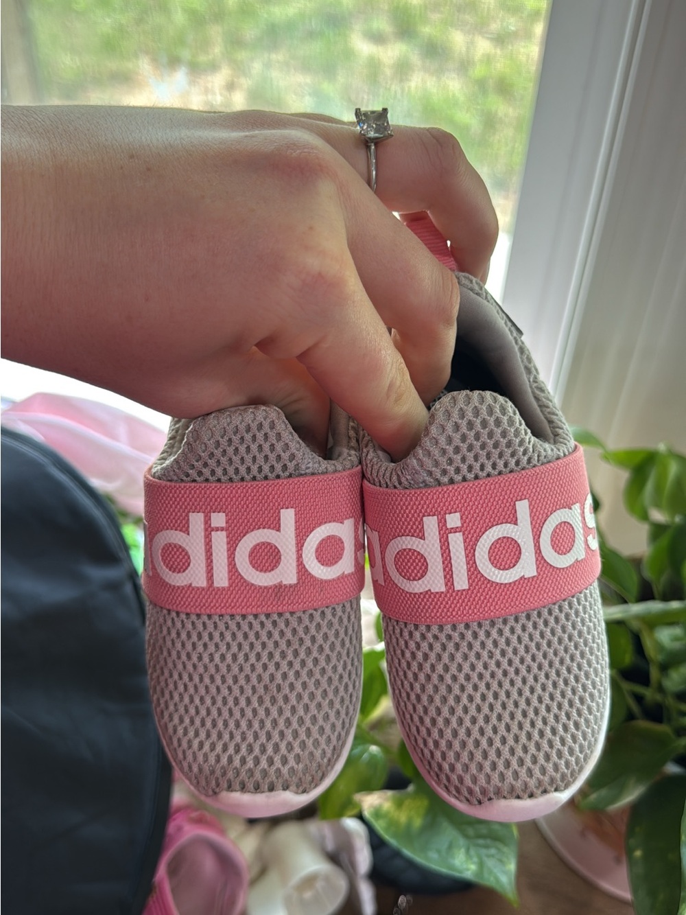 adidas Kids Slip-On Sneakers in Pink and Gray Mesh